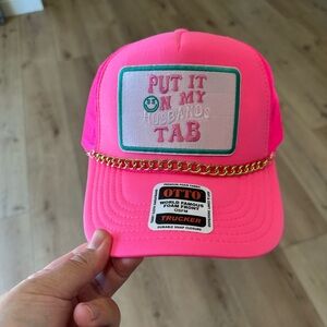 Pink Trucker Hat with Gold Chain